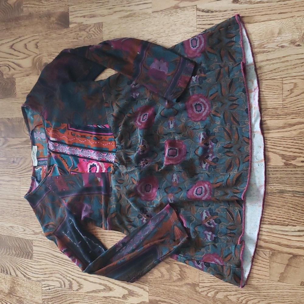 (XS) Orientique Naturally Australian Colorful 100% Rayon Long Top Fit &Flare